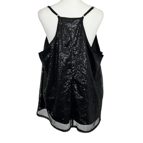 Andree By Unit Black Sexy Sequins Spaghetti Strap Lace Trim Cami Tank Top (1X) - Picture 3 of 14
